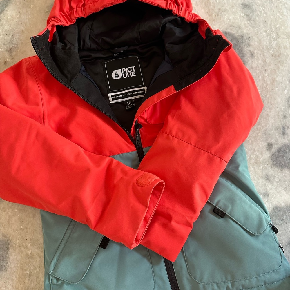 Picture Organic Kids Coral and Teal Ski/Snow Jacket and Pants Set size 10